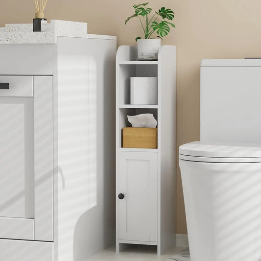 Slim Bathroom Storage Cabinet with Shelves and Door