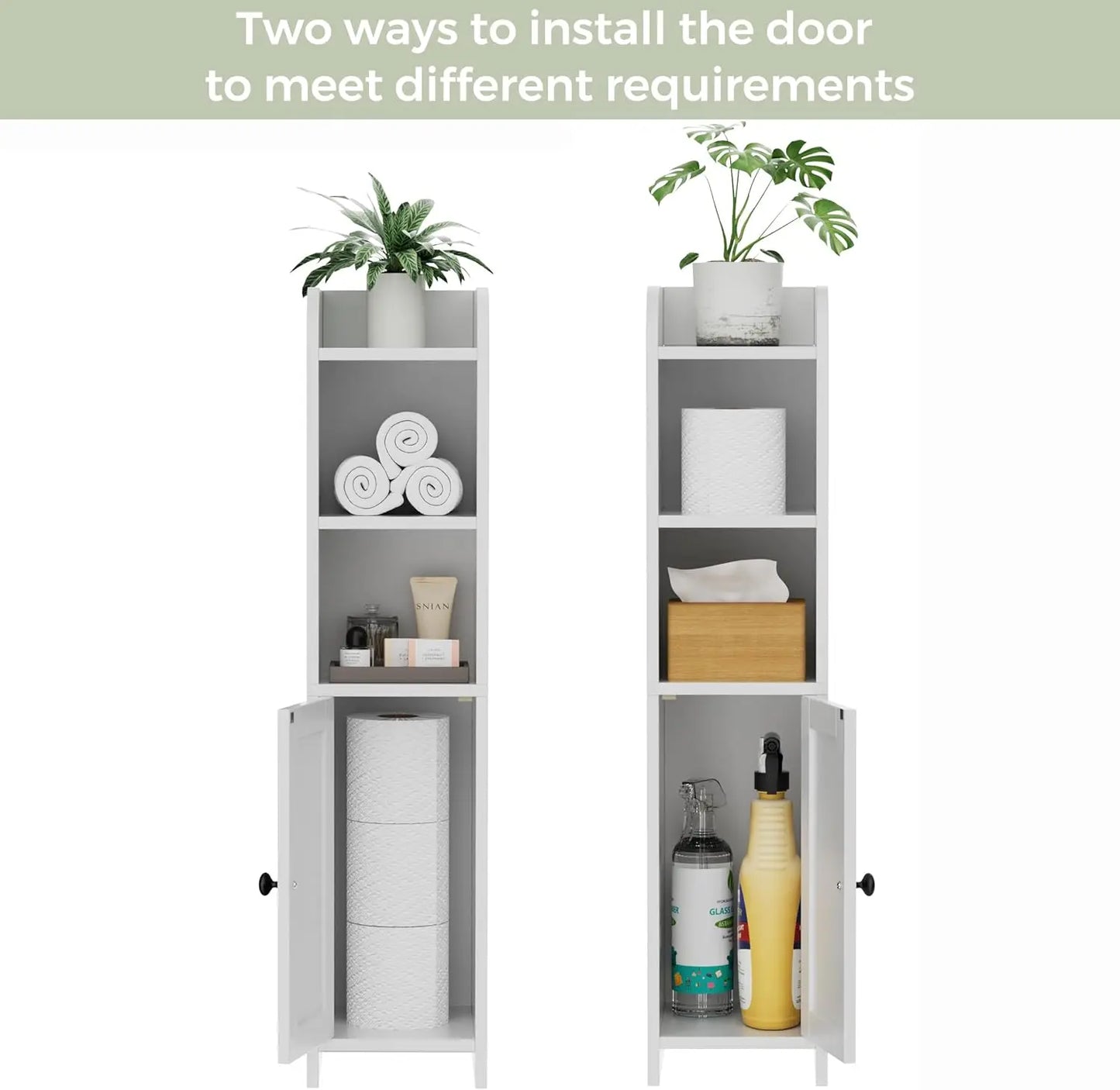 Slim Bathroom Storage Cabinet with Shelves and Door