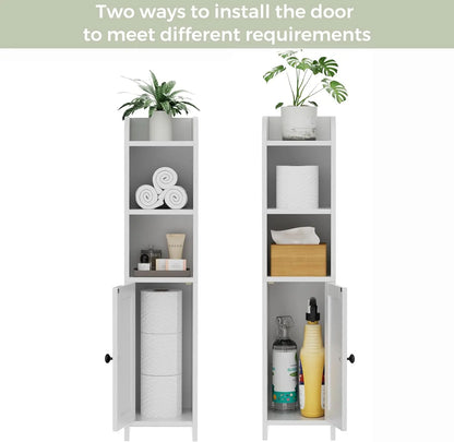 Slim Bathroom Storage Cabinet with Shelves and Door
