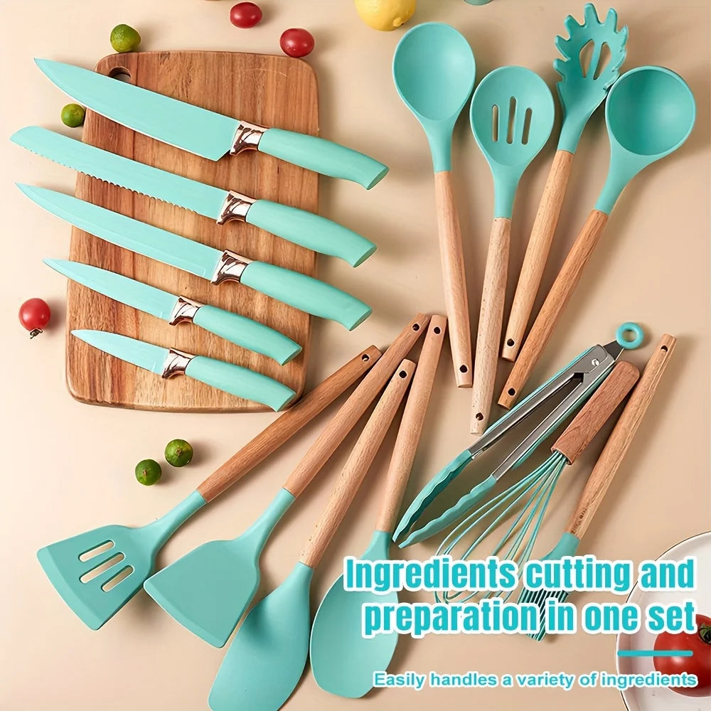 Modern Silicone Cooking Utensil Set with Holder