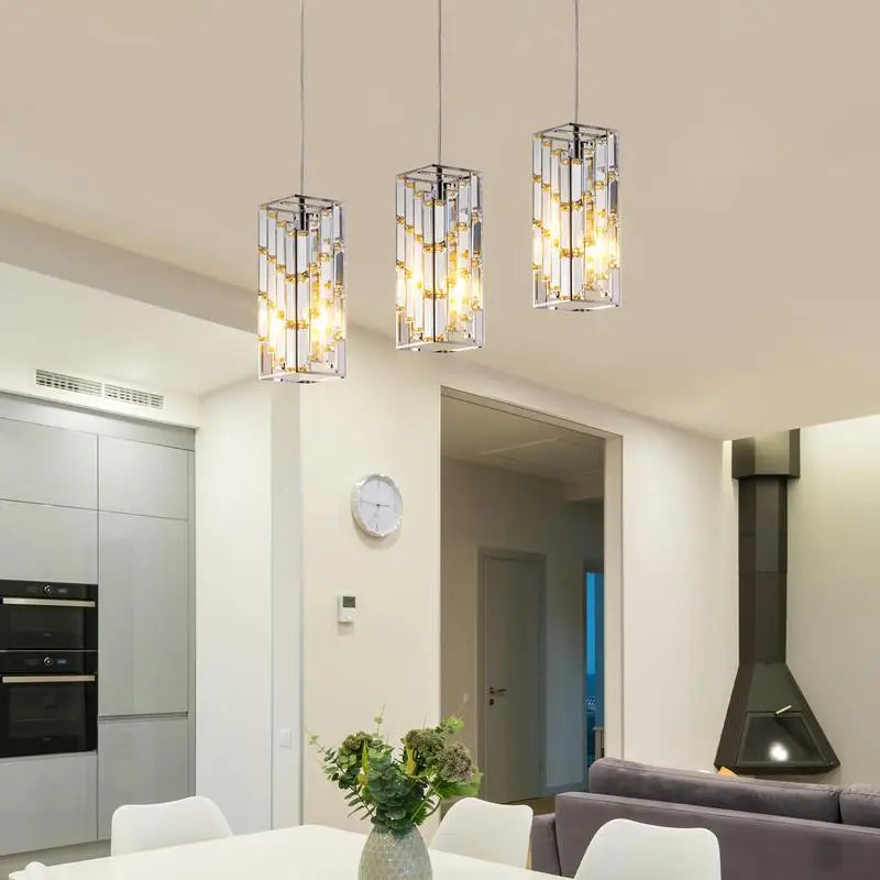 Modern Crystal Pendant Light Set of Three