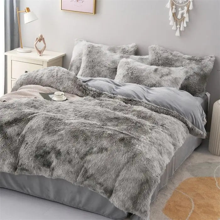 Luxury Plush Crystal Velvet 4 Piece Duvet Cover Bedding