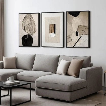 Neutral Abstract Canvas Wall Art Set of 3