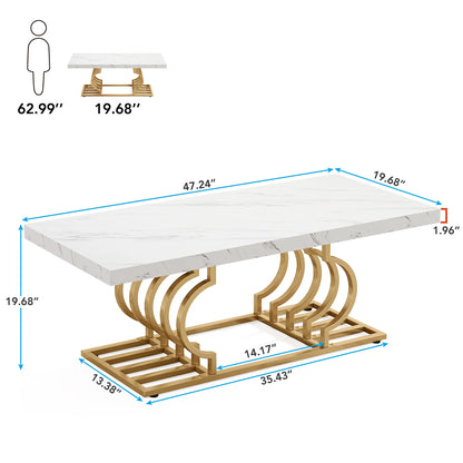 Modern Marble Two Tier Rectangle Coffee Table