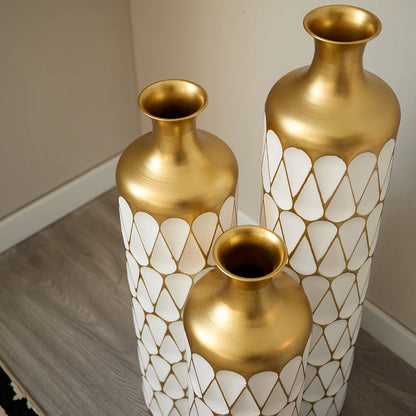 Modern Metal Floor Vase Set (3-piece) - Sculpture Drop Design