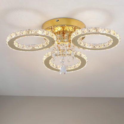 Modern Gold Crystal LED Ring Chandelier Light