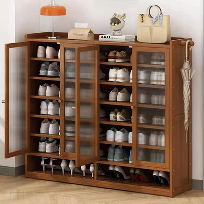 Bamboo Shoe Storage Organizer with Acrylic Door