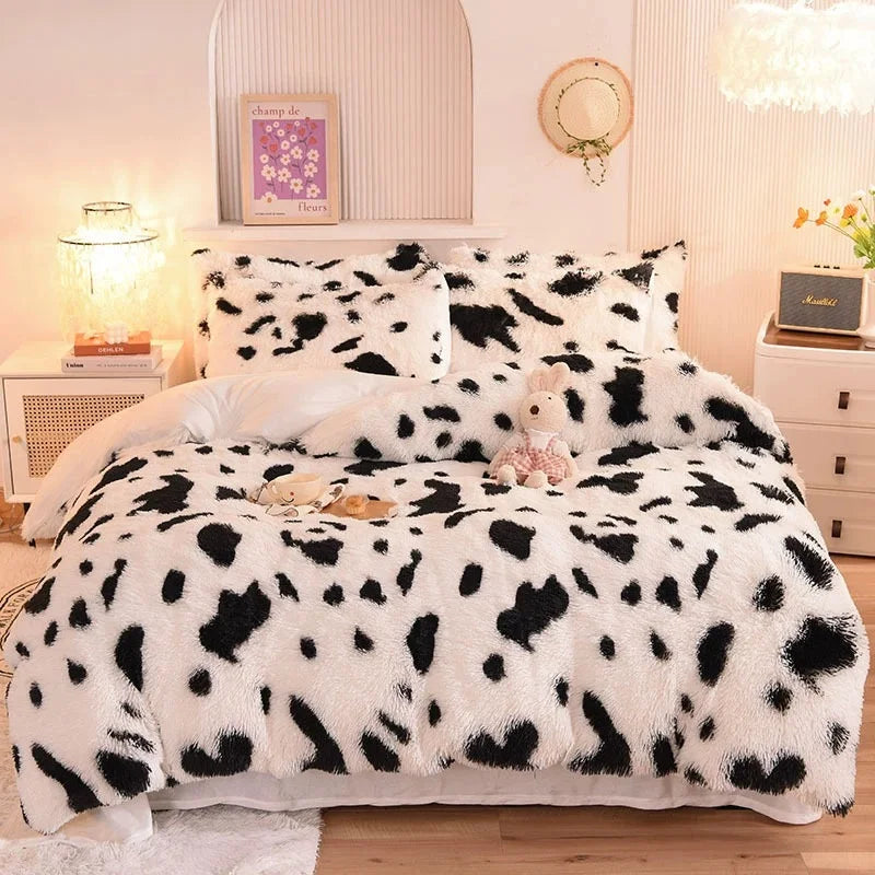 Luxury Plush Crystal Velvet 4 Piece Duvet Cover Bedding