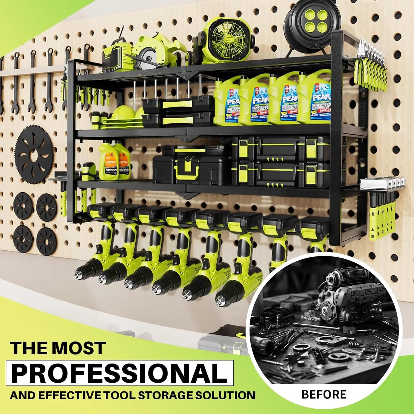 Wall Mount Power Tool Organizer with Drill Holder