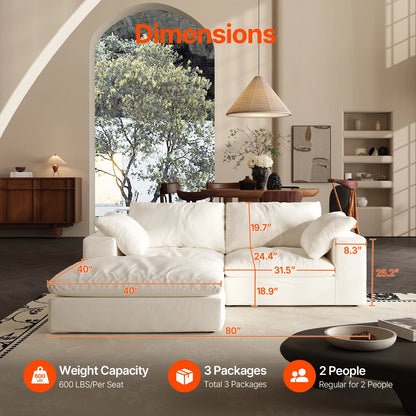 Oversized Modular Cloud Sectional Sofa with Ottoman