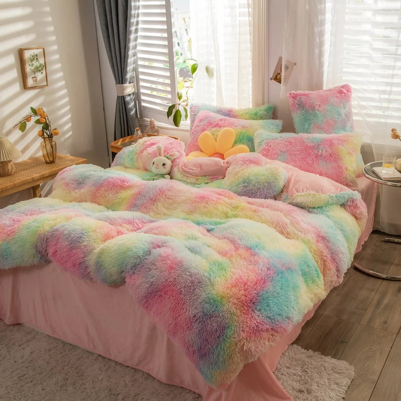 Luxury Plush Crystal Velvet 4 Piece Duvet Cover Bedding