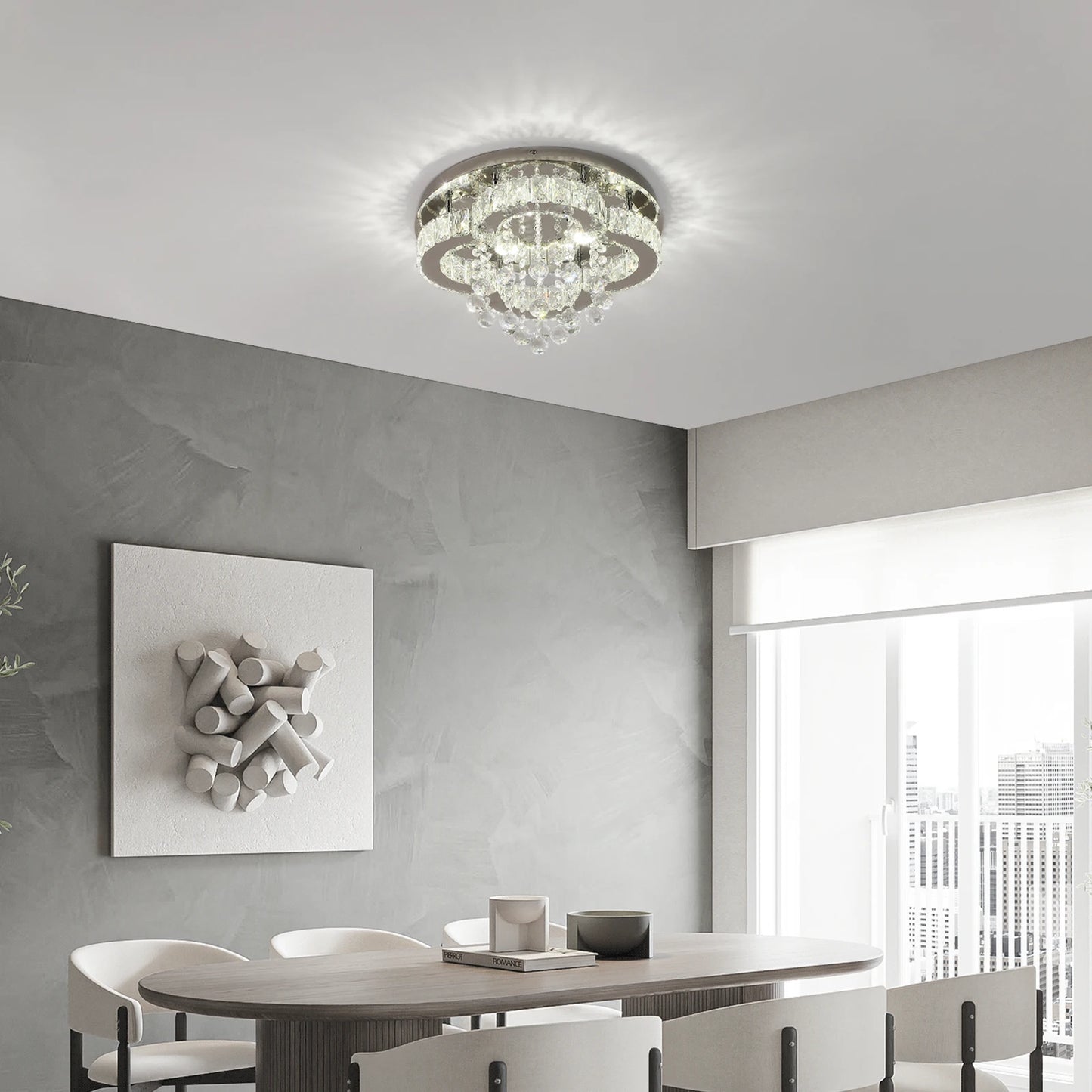 Luxury Crystal Flush Mount Ceiling Chandelier Light