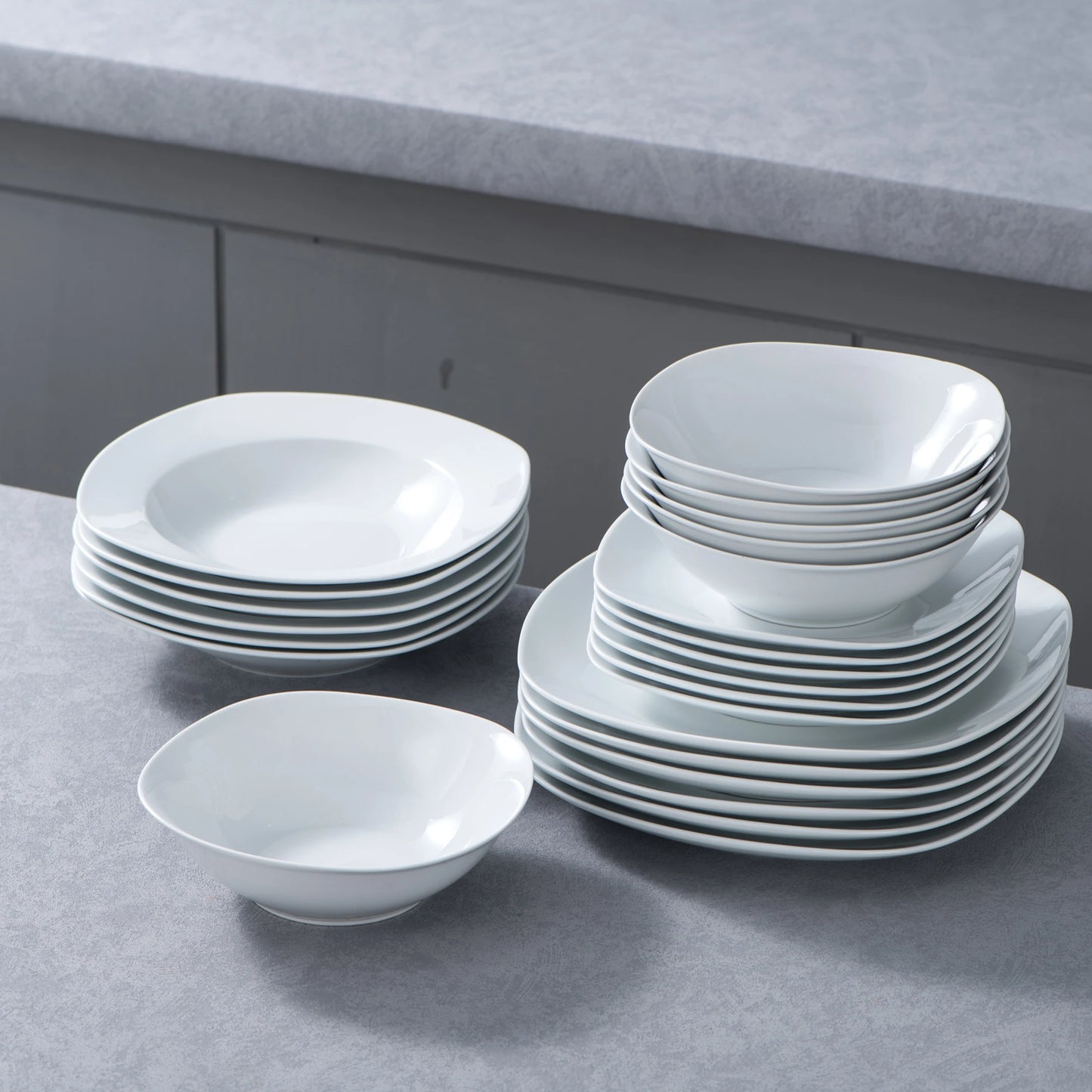 24-Piece White Porcelain Dinnerware Set for Six