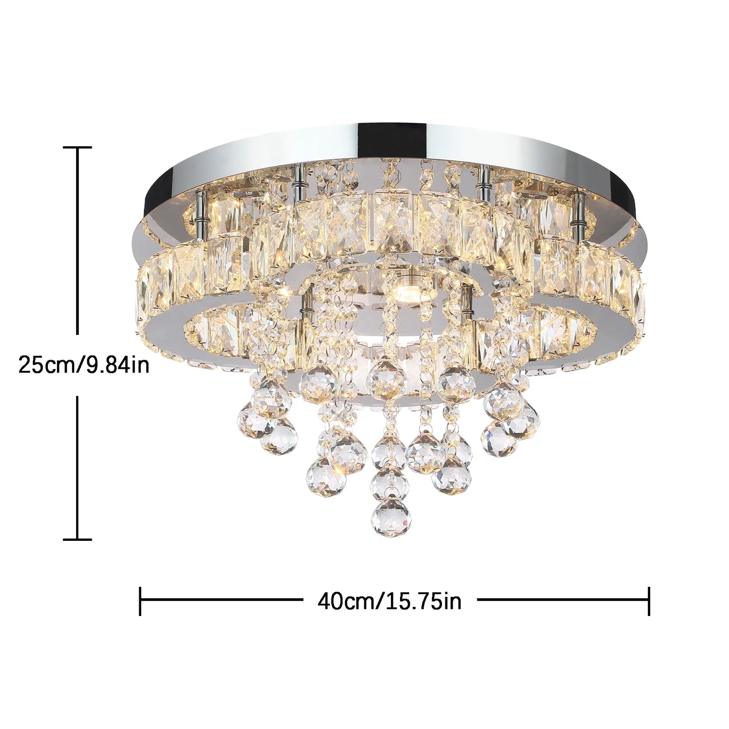 Luxury Crystal Flush Mount Ceiling Chandelier Light