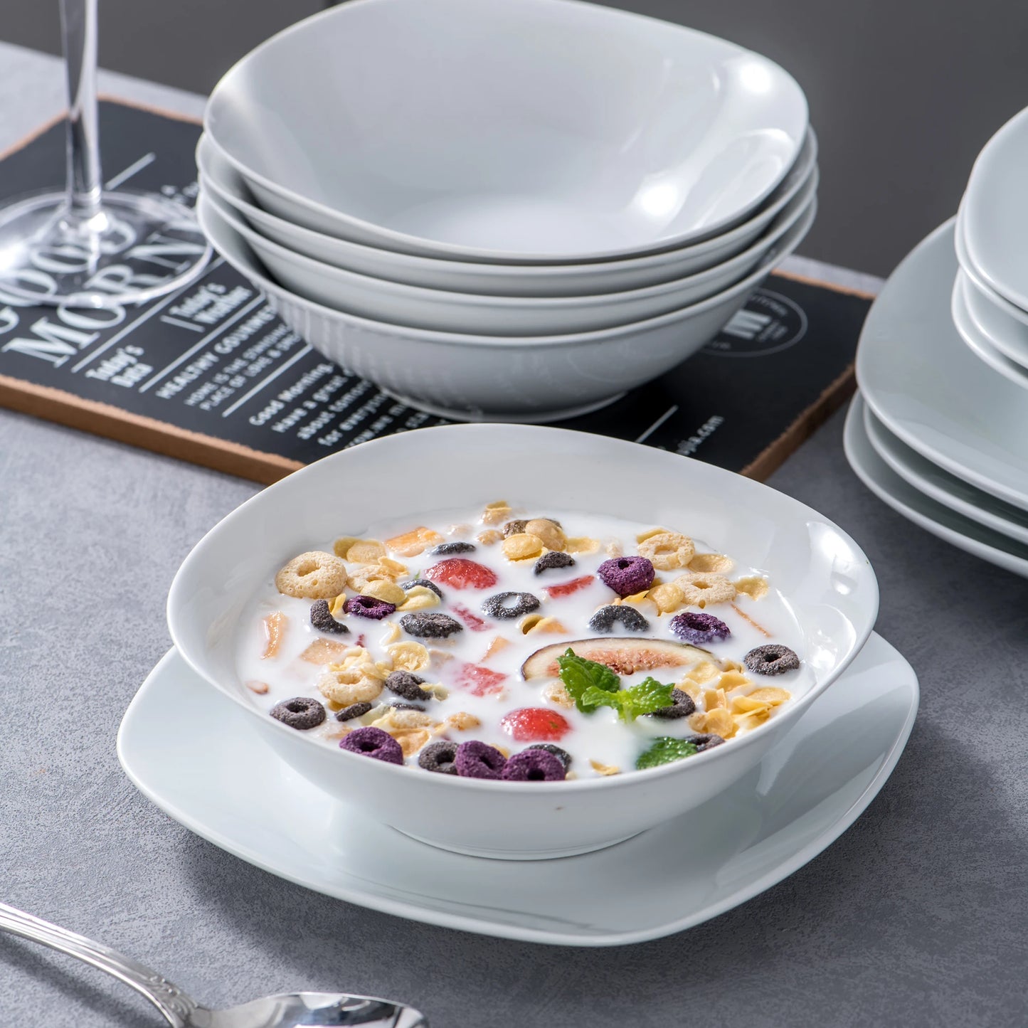 24-Piece White Porcelain Dinnerware Set for Six