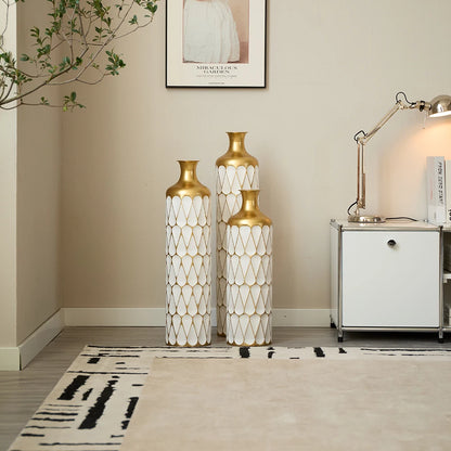 Modern Metal Floor Vase Set (3-piece) - Sculpture Drop Design