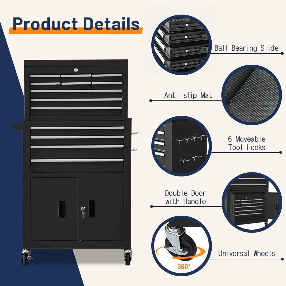 13-Drawer Rolling Garage Tool Chest Cabinet