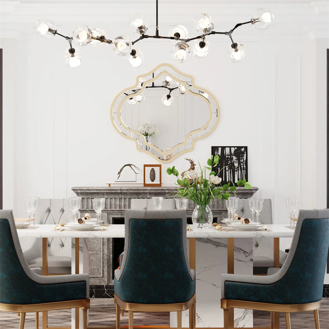 Irregular Silver Wall Mirror with Gold Rim