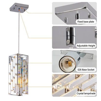 Modern Crystal Pendant Light Set of Three