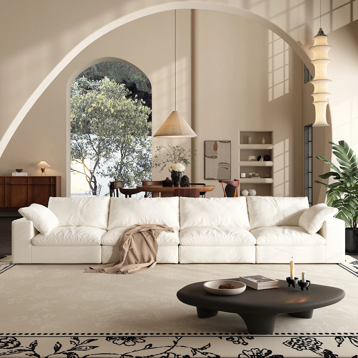 Oversized Modular Cloud Sectional Sofa with Ottoman