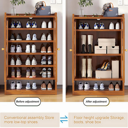 Bamboo Shoe Storage Organizer with Acrylic Door