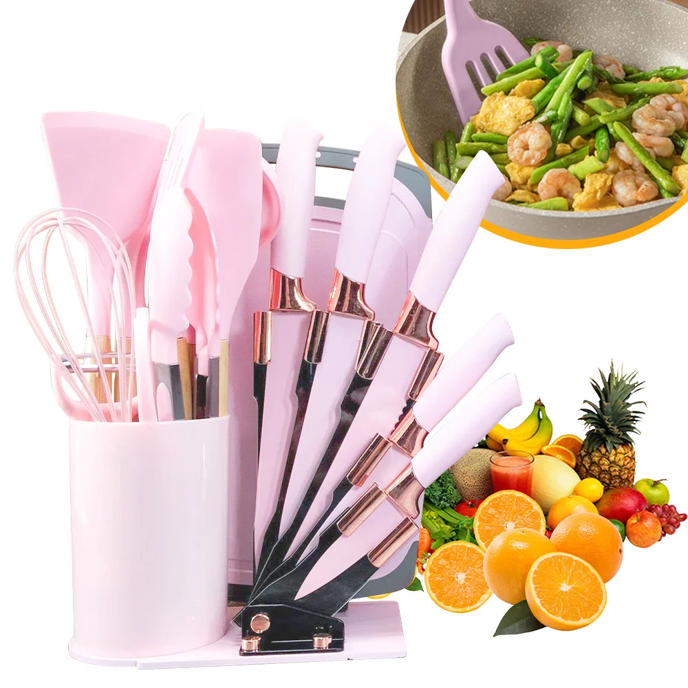 Modern Silicone Cooking Utensil Set with Holder