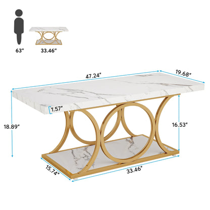 Modern Marble Two Tier Rectangle Coffee Table