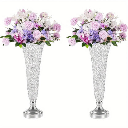 Crystal Table Vases -Set of 2 (20" Tall)