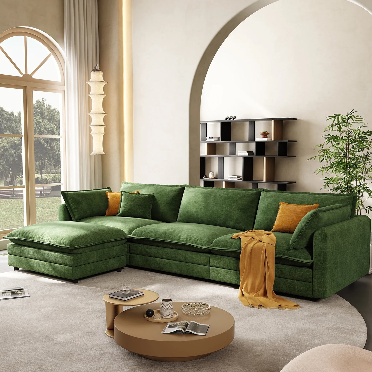 Modular Cloud L-Shaped Sectional with Ottoman