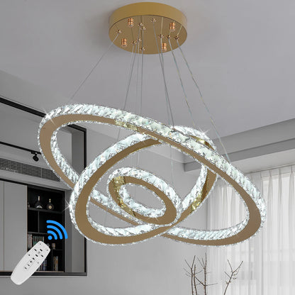 Modern Crystal Ring Chandelier with 3 LED Rings