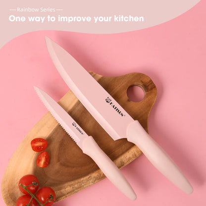 Aurora Pink Titanium Kitchen Knife Block Set