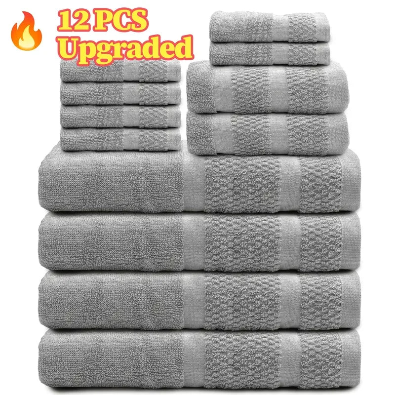 Luxury 12 Piece Cotton Bathroom Towel Set