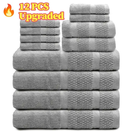 Luxury 12 Piece Cotton Bathroom Towel Set