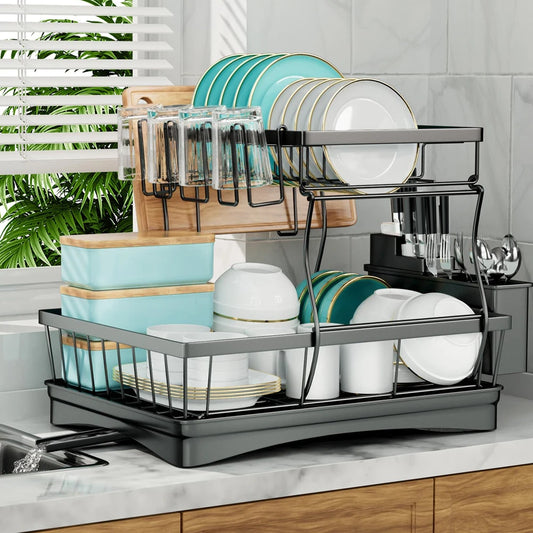 Two Tier Kitchen Countertop Dish Drying Rack