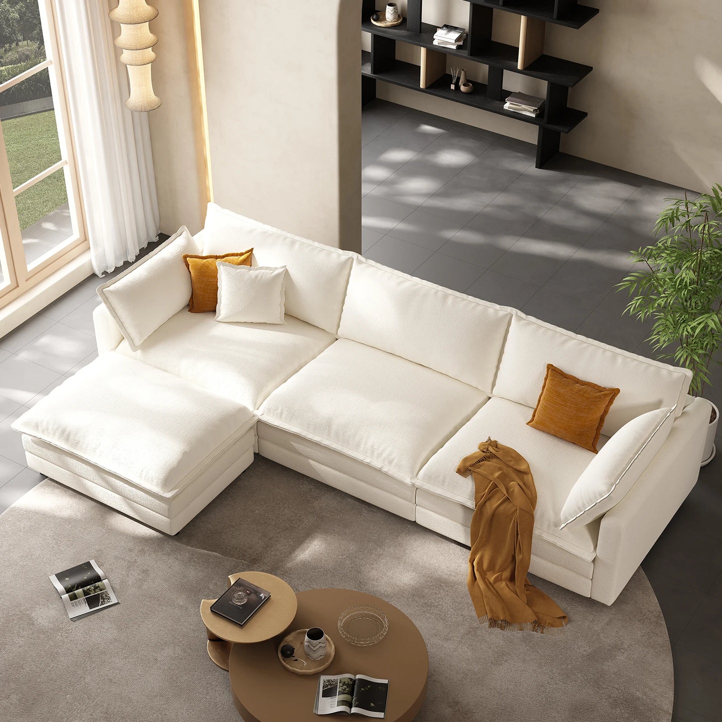 Modular Cloud L-Shaped Sectional with Ottoman