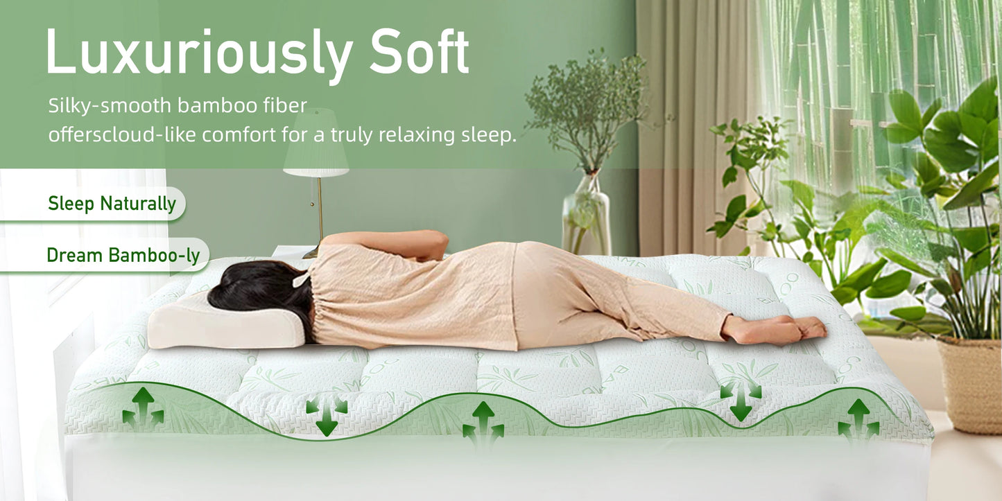 Natural Bamboo Fiber Ultra-Thin Waterproof Mattress Pad