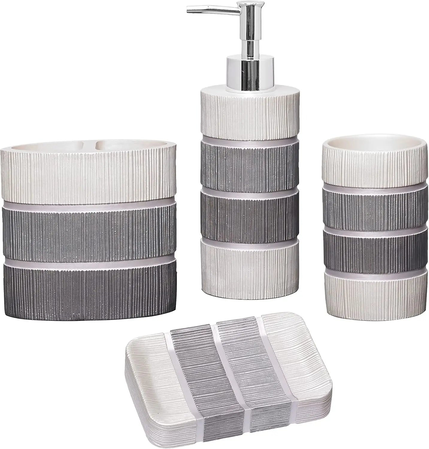 Modern Gray Bathroom Accessories Set Organizer