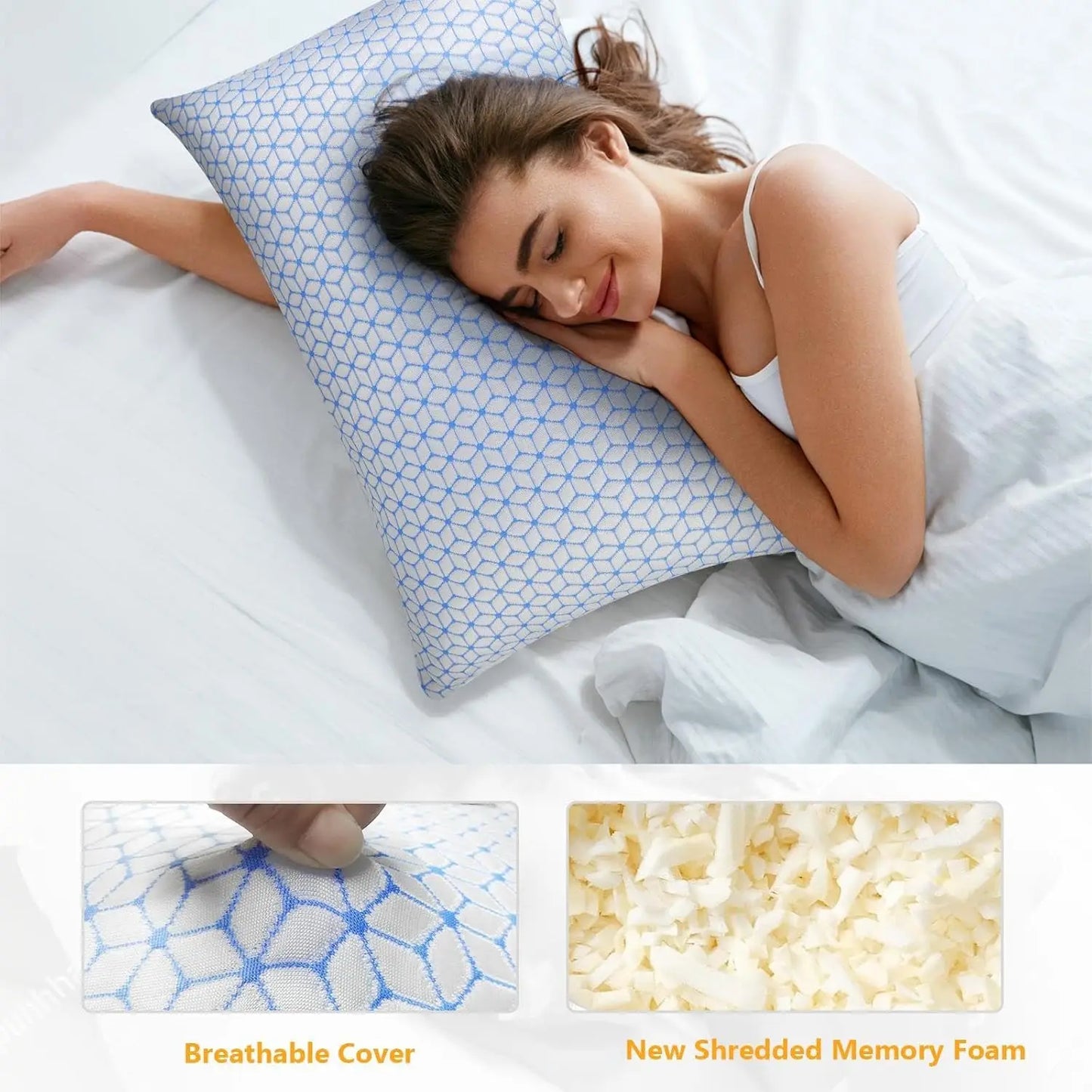 King Size Cooling Shredded Memory Foam Pillows Set