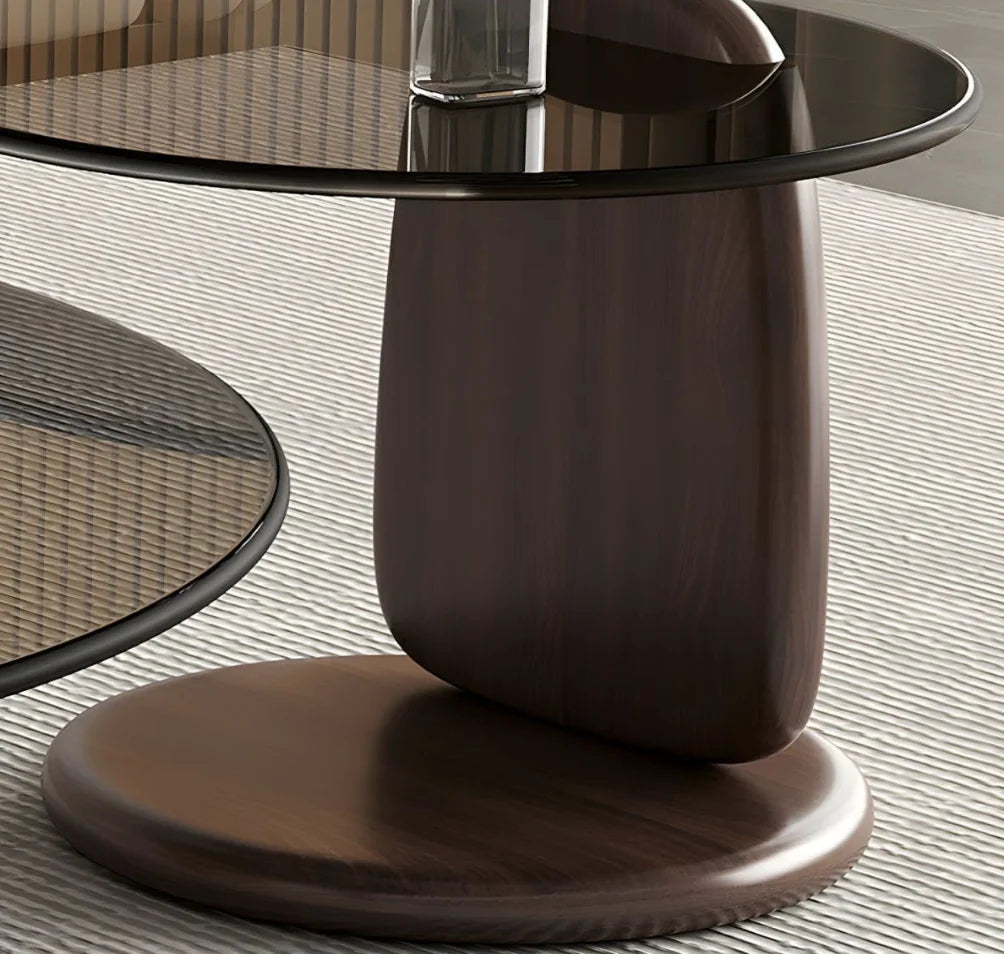 Round Glass Nesting Coffee Table Set of Two