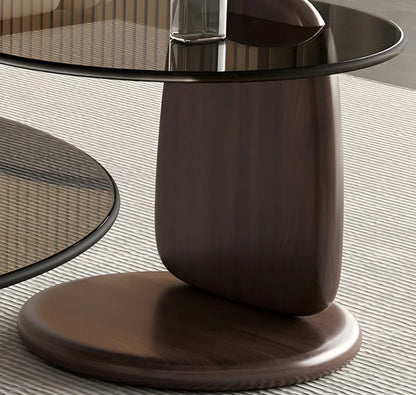 Round Glass Nesting Coffee Table Set of Two