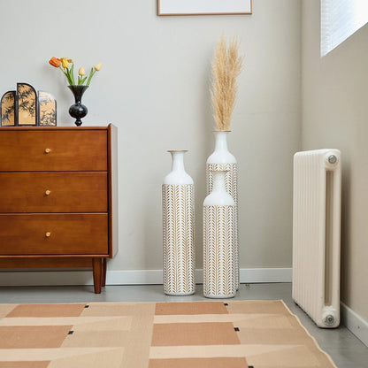 Modern Metal Floor Vase Set (3-piece) - Sculpture Drop Design