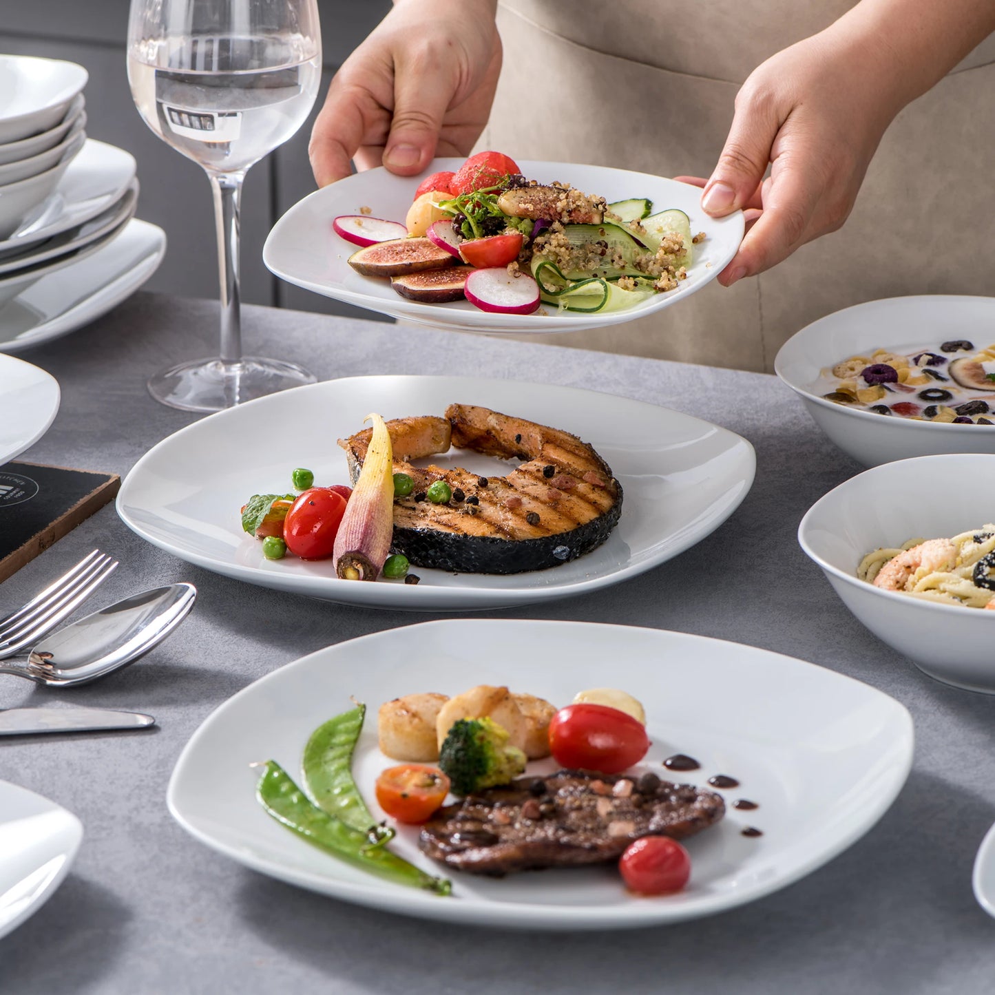 24-Piece White Porcelain Dinnerware Set for Six