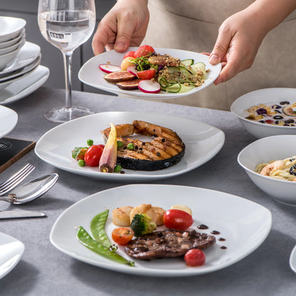 24-Piece White Porcelain Dinnerware Set for Six
