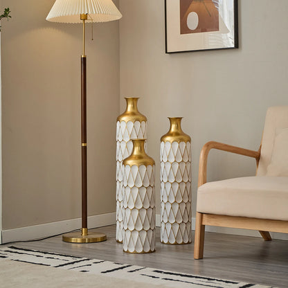 Modern Metal Floor Vase Set (3-piece) - Sculpture Drop Design