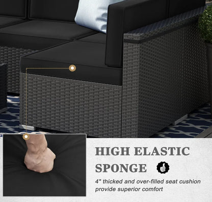 8-Piece Outdoor Patio Sectional with Fire Pit Table