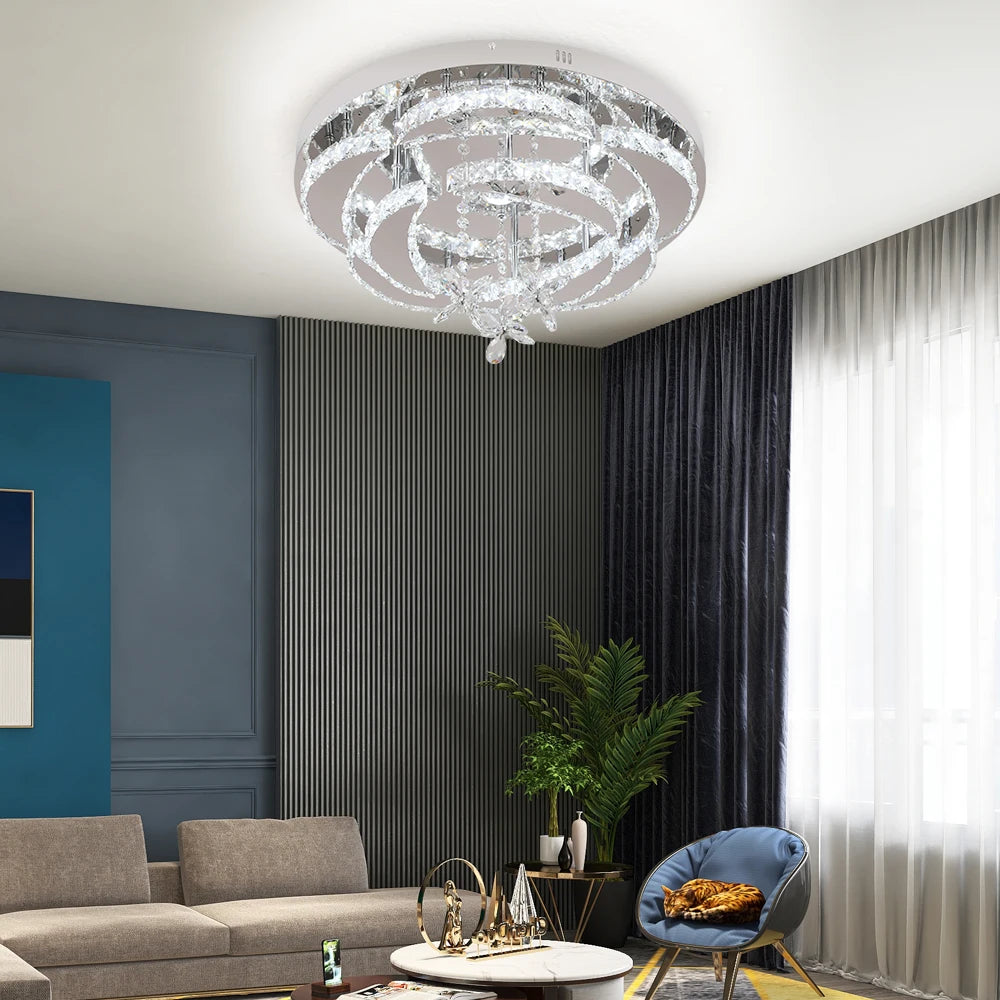 Luxury K9 Crystal Flush Mount Ceiling Chandelier
