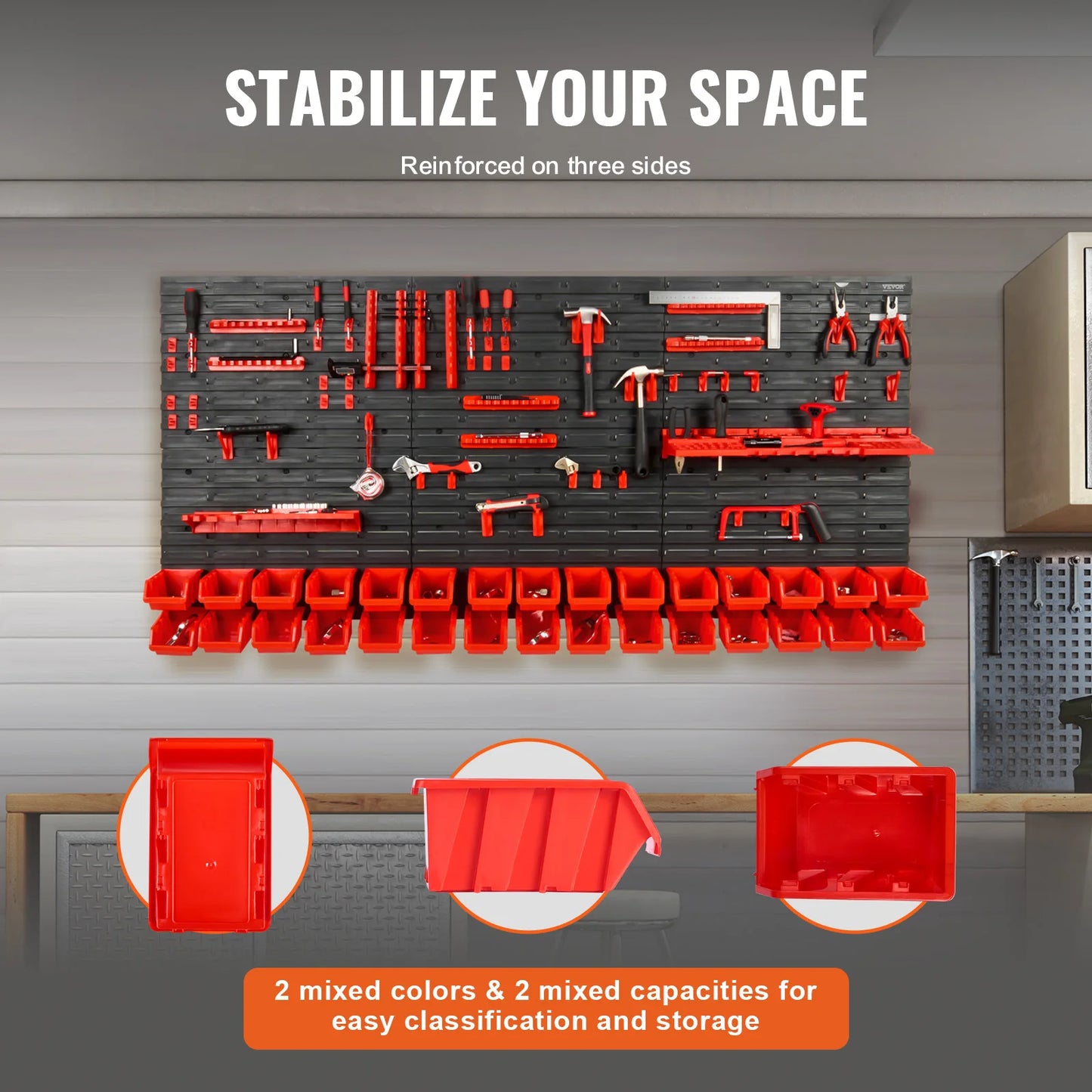 Wall Mounted Garage Tool Organizer Storage Rack