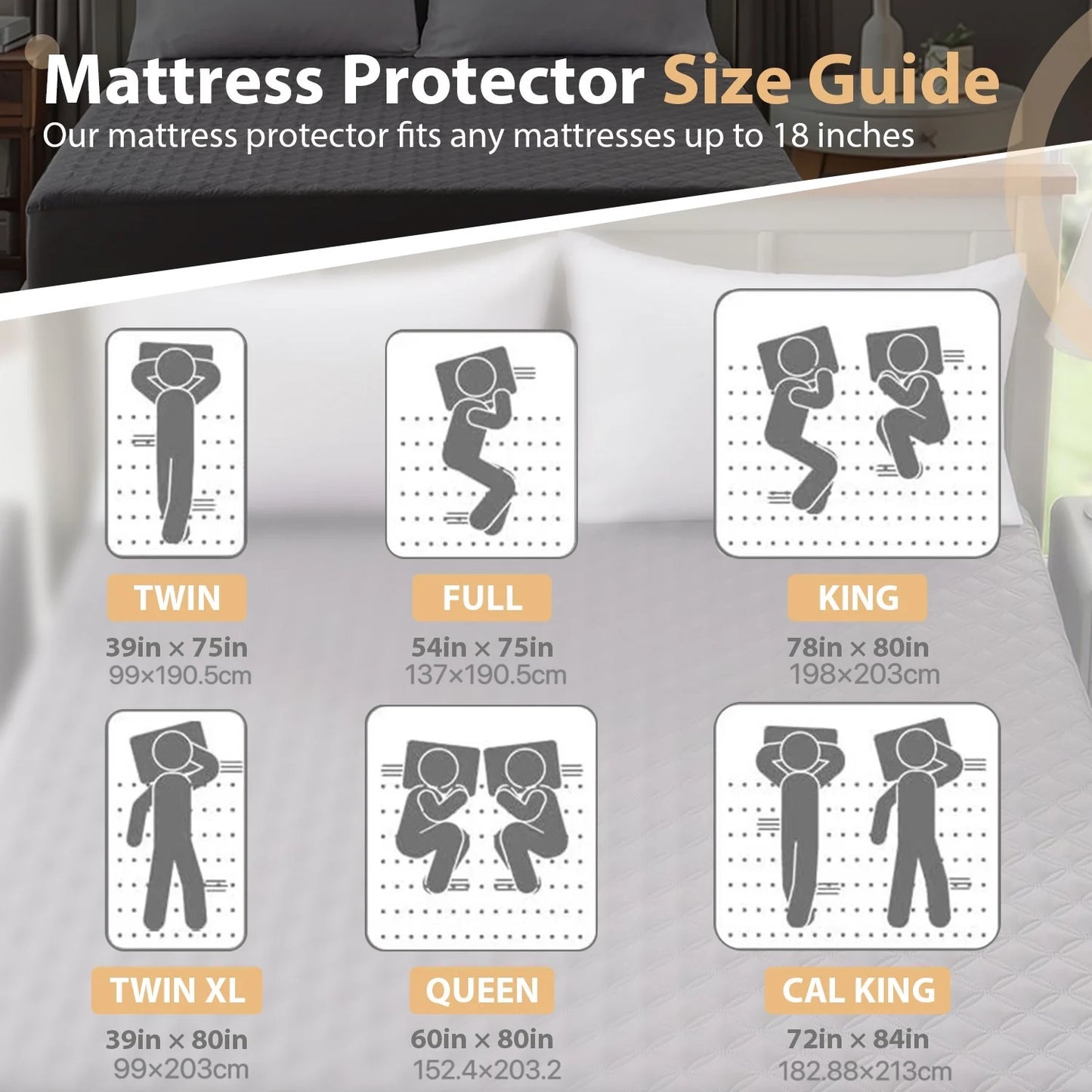 Waterproof Noiseless Deep Pocket Mattress Protector Cover