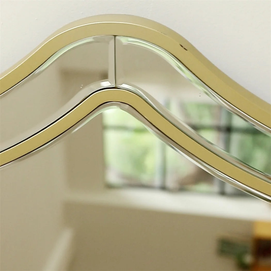 Irregular Silver Wall Mirror with Gold Rim