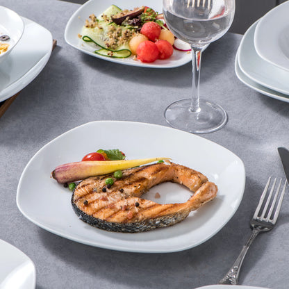 24-Piece White Porcelain Dinnerware Set for Six